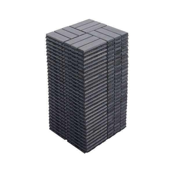 30 块棋盘格图案互锁甲板瓷砖，12 英寸 x 12 英寸方形浅灰色相思木硬木户外地板，适用于露台、阳台、泳池边-13