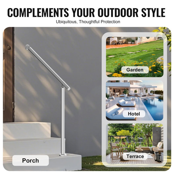 31.5英寸80cm户外踏步扶手，耐用的门廊甲板支撑，可调节各种踏步高度，易于安装（周末不发货，禁售亚马逊）-7