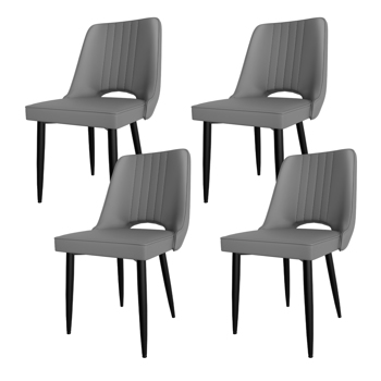 Esszimmerstühle 4er Set, Stühle Esszimmer Kunstleder mit Hoher Rückenlehne, Küchenstühle Modern mit Metallfüßen, Gepolsterter Esstisch Stühle Geeignet für Wohnzimmer Küche
