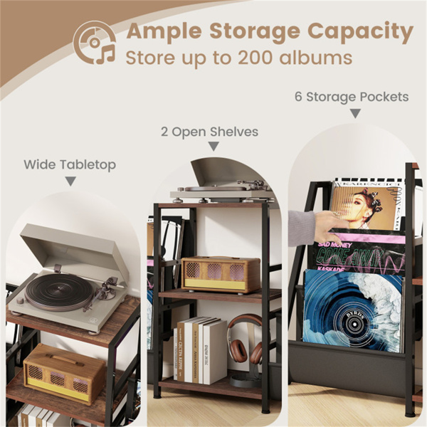 带3个架子的棕色唱片播放器支架  （amazon shipping-发货，WALMART禁止销售）-9