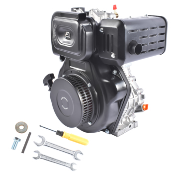 10HP 4Stroke Single-Cylinder Diesel Engine 418CC 6300W Recoil 3600RPM Air Cooled (Black)
