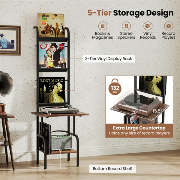 带展示架的5层唱片播放器支架-棕色  （amazon shipping-发货，WALMART禁止销售）-11