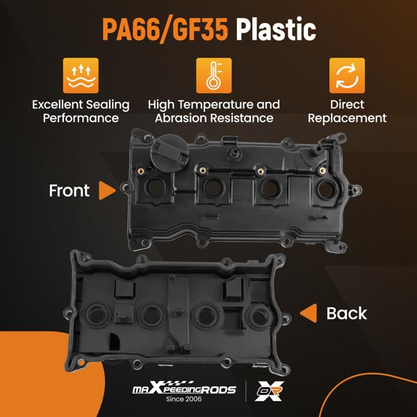  黑色气门盖套件适用于英菲尼迪 QX60 日产 Altima Murano Rogue 2.5L 2014-1017-5