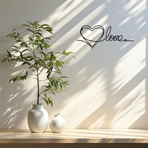 时尚的金属心爱墙装饰拥有极简主义的线条艺术-一个迷人的悬挂装饰，当代墙壁艺术为家庭（TikTok、temu下自提）-40