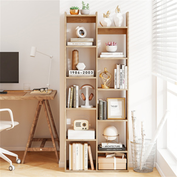 25.5英寸x 8英寸x 64英寸木制书架，带防翻倒套件-自然色（amazon shipping-发货，WALMART禁止销售）周末不发货