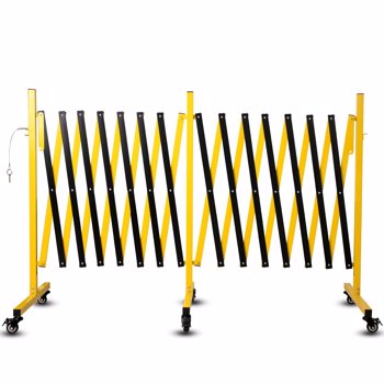 Metal Expandable Barricade, 23 Feet Retractable Fence Outdoor, Mobile Safety Barrier Gate, Easily Assembled Expanding Gate with Casters, Collapsible Accordion Barricade Gate Outdoor 
