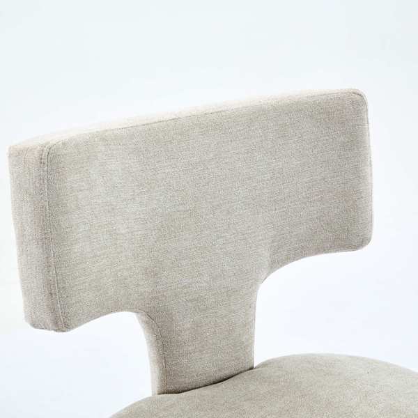 中世纪现代吧台高脚凳 2 件套，农舍亚麻布软垫装饰椅，弧形靠背，周围镶有铜钉，厨房椅子，硬木框架，米色-12