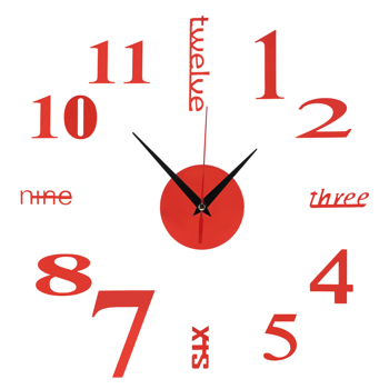 Modern DIY Digital Wall Clock Sticker Decals for Home Living Room Office Decoration Red