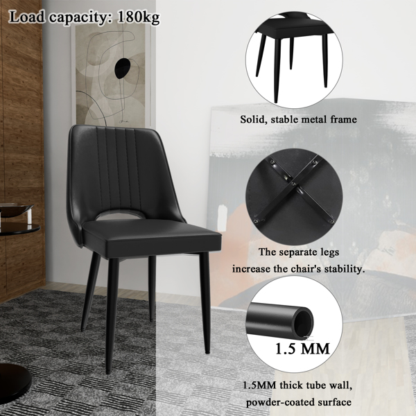 镂空靠背餐椅，现代厨房椅，北欧仿皮高背椅，客厅厨房用椅-4