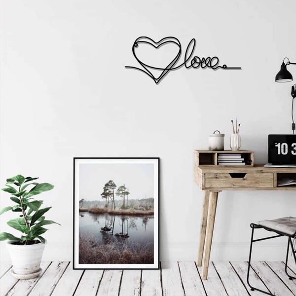 时尚的金属心爱墙装饰拥有极简主义的线条艺术-一个迷人的悬挂装饰，当代墙壁艺术为家庭（TikTok、temu下自提）-15