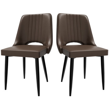 Dining Chairs with Cut-Out Backrest, Modern Kitchen Chair, Scandinavian Faux Leather Chair with High Back for Living Room Kitchen