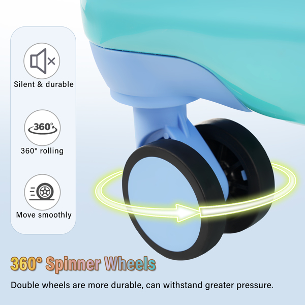 20英寸带杯架的随身行李箱 - 轻质亮面硬壳行李箱，带万向轮、TSA锁、航空认证，两件套-11