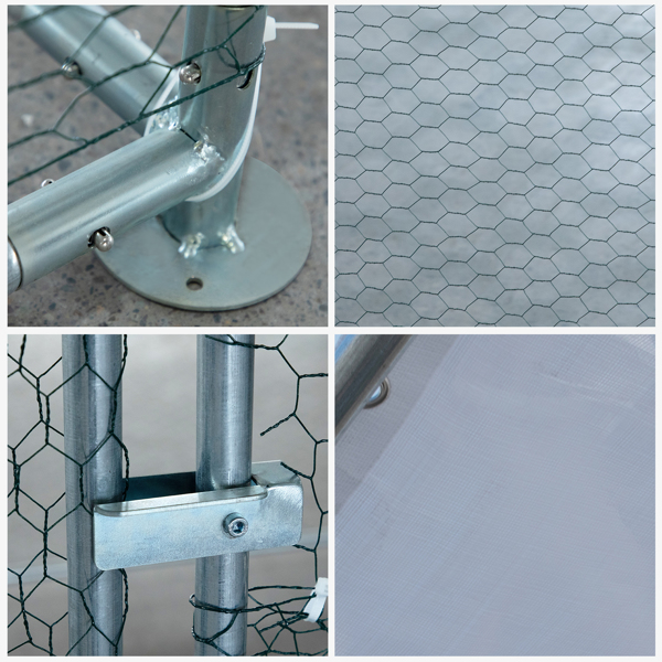 3*3*2m/9.8x9.8x6.5 ft 尖顶鸡舍 180gPE雨布 金属 铁鸡兔笼-4