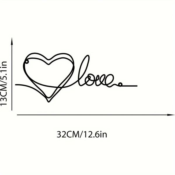 时尚的金属心爱墙装饰拥有极简主义的线条艺术-一个迷人的悬挂装饰，当代墙壁艺术为家庭（TikTok、temu下自提）-2