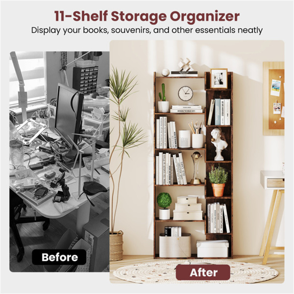 6层书架木制书架 -棕色（amazon shipping-发货，WALMART禁止销售）周末不发货-8