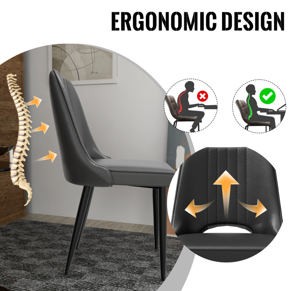 镂空靠背餐椅，现代厨房椅，北欧仿皮高背椅，客厅厨房用椅-6