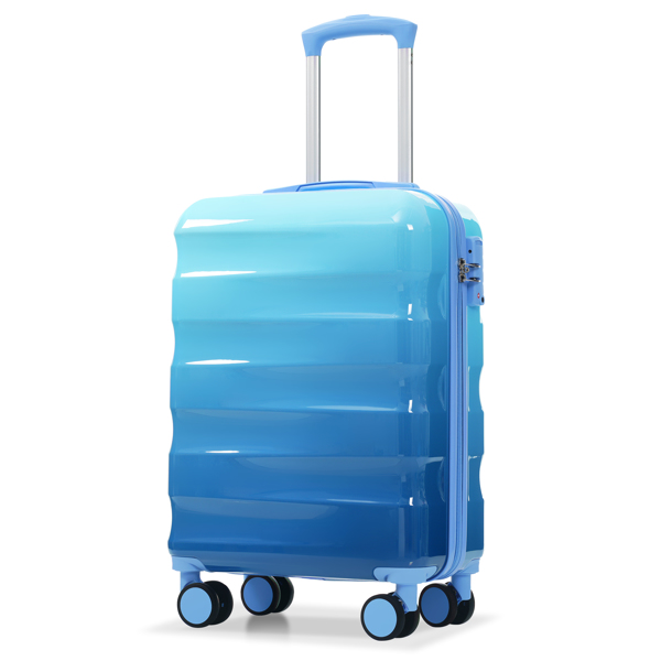 20英寸带杯架的随身行李箱 - 轻质亮面硬壳行李箱，带万向轮、TSA锁、航空认证，两件套-1