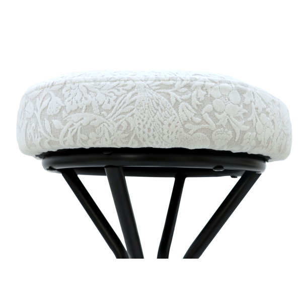 29 英寸花卉印花吧台高吧凳，带脚凳，两件套软垫圆形吧凳，适用于厨房和餐厅（黑白印花）-7