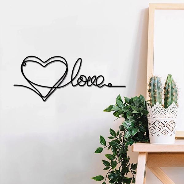 时尚的金属心爱墙装饰拥有极简主义的线条艺术-一个迷人的悬挂装饰，当代墙壁艺术为家庭（TikTok、temu下自提）-17