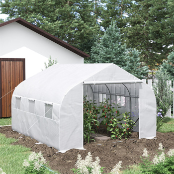 Outdoor Walk-In Tunnel Greenhouse Hot House with Roll-up Windows, Zippered Door, PE Cover 11.5\\' x 9.8\\' x 6.5\\' AS ( Amazon Shipping)（Prohibited by WalMart）