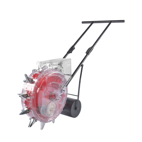 A1-手推播种机 Red Manual Seeder Hand-Push Garden Seeder Roller Seeding and Fertilizer Applicator, Row Planter Corn Planter Seeder for Soy Peanut Corn Cotton Soybean, 13.5cm Spacing-2
