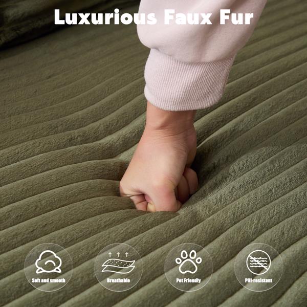 舒适躺椅压缩式沙发、深座无骨L形沙发、客厅卧室公寓休息室的极简主义模块化沙发卧铺、灯芯绒、绿色-5