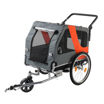 Q195 steel pipe 144*72*78cm bicycle trailer rack gray orange 75kg pet trailer with handrails