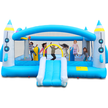 Multifunctional Jump \\'n Slide Inflatable Bouncer for Kids Complete Setup with Blower - 198\\" x 180\\" Play Area - 96\\" Tall