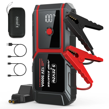 （Amazon: Prohibited,No weekend orders.）5000A Car Jump Starter Booster Jumper Power Bank Battery Charge 16000mAh Portable Jump Starter Battery Jump Box with LED Light