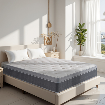 Queen Size Mattress in a Box 14 Inch Memory Foam Hybrid Mattress with Pocketed Springs Medium Firm Support Motion Isolation Edge Support 60 Night Trial