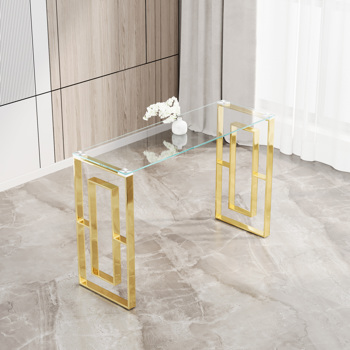 Console Table Stainless Steel Glass,Meal side table Golden Clear bs-02 
