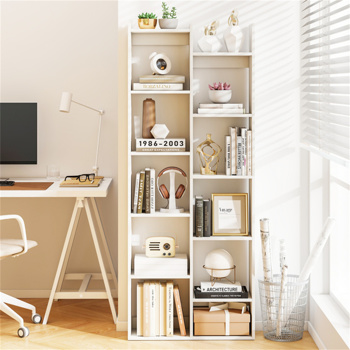 25.5英寸x 8英寸x 64英寸木制书架，带防翻倒套件-白色（amazon shipping-发货，WALMART禁止销售）周末不发货