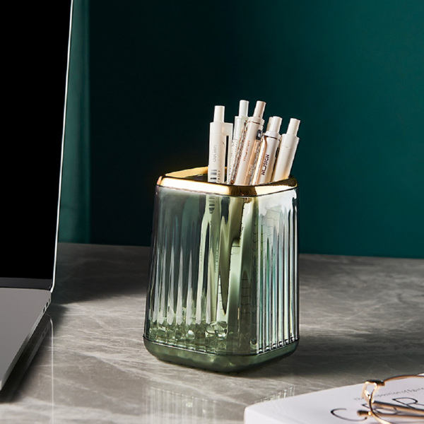 化妆刷笔筒收纳盒儿童书桌ins高颜值笔筒 宝石绿-2