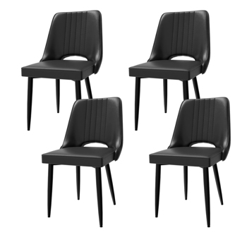 Dining Chairs with Cut-Out Backrest, Modern Kitchen Chair, Scandinavian Faux Leather Chair with High Back for Living Room Kitchen