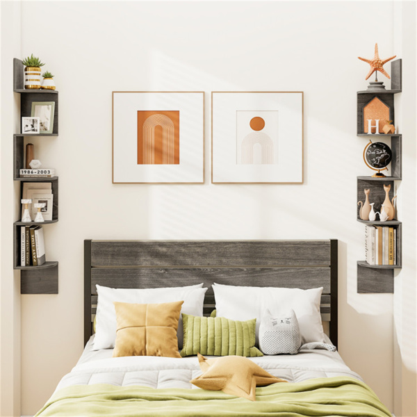   5层橡木色壁挂式角架/书架 （amazon shipping-发货，WALMART禁止销售）周末不发货-7