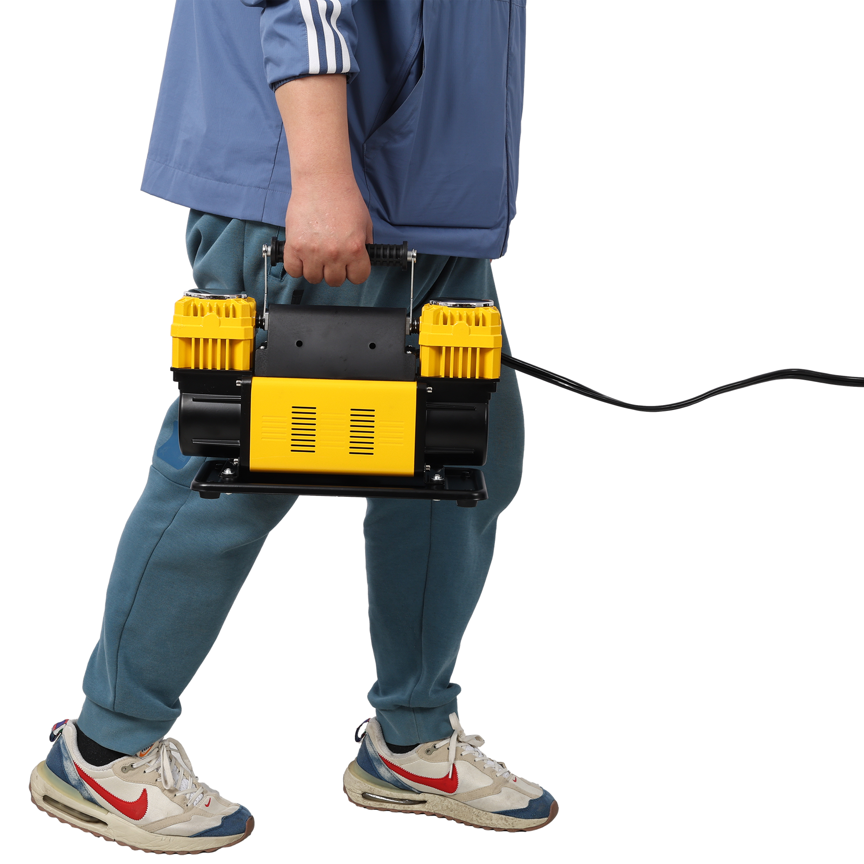 12V Dual Cylinder Heavy Duty Air Compressor, Tire Inflator with Pressure Gauge, Max 150 PSI view 5