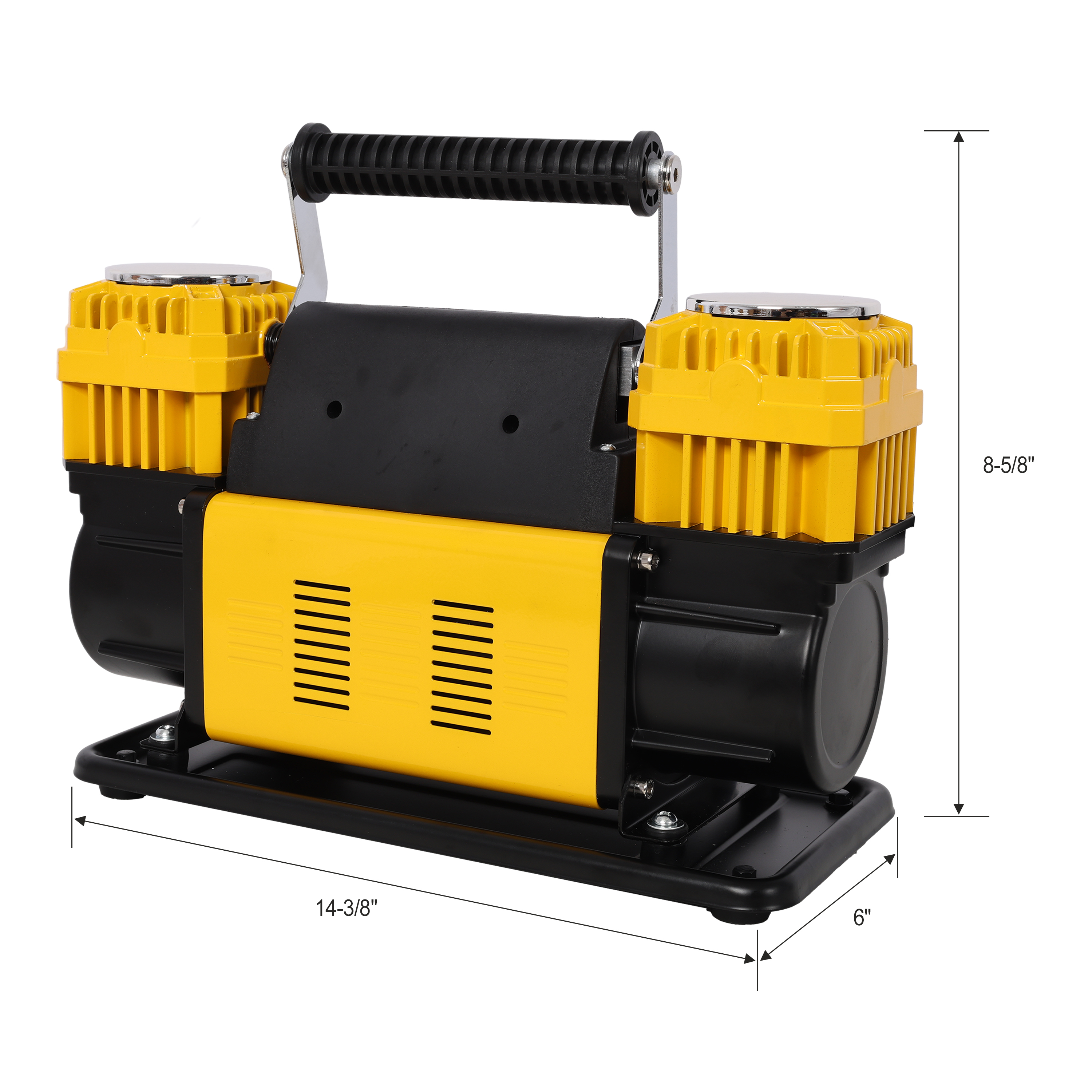 12V Dual Cylinder Heavy Duty Air Compressor, Tire Inflator with Pressure Gauge, Max 150 PSI