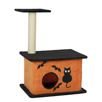 33\\" Halloween Cat Tree, Cat Tower Cat Tree for Indoor Cats with Spacious Cat Condo, Large Platform, Sisal Scratching Post, Orange & Black