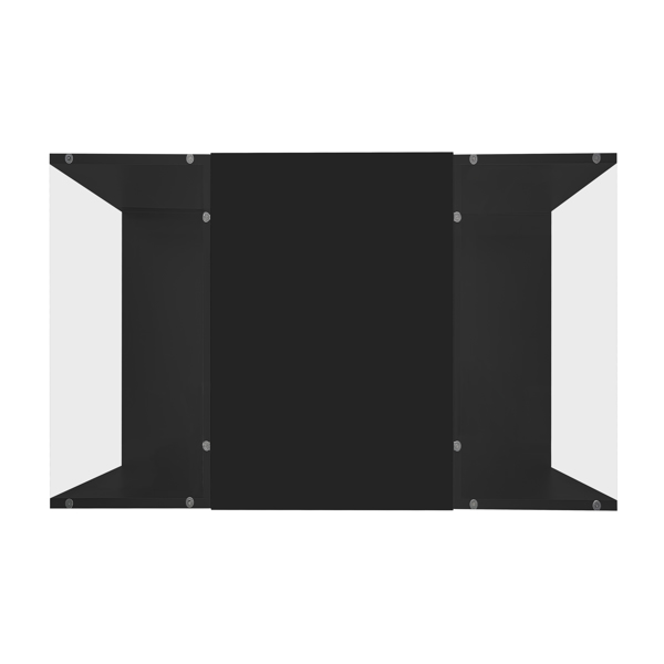 咖啡桌，现代风格中央桌，高光饰面，玻璃桌面，带开放式储物格和 2 个隐藏抽屉，适合客厅-4