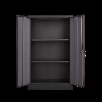 带锁门和可调节搁板的金属储物柜，折叠文件储物柜，适用于家庭办公室、学校、车库的折叠储物柜，黑色