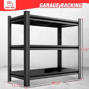 3-Layer Storage Rack, Metal Storage Rack, Adjustable Height Partition, Suitable For Living Room, Kitchen, Supermarket, Garage. Black, Requires Assembly, 31.5\\" H* 39.37\\" L * 13.77\\" D