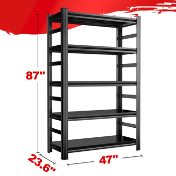 87 \\"H heavy-duty storage <b style=\\'color:red\\'>rack</b>, five layer adjustable metal shelf, suitable for tool rooms, garages