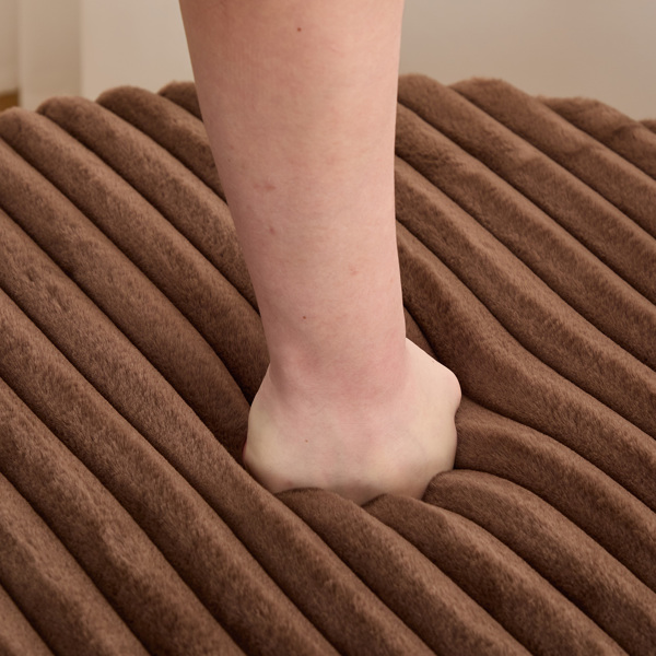 30.9 英寸宽软垫圆形脚凳咖啡桌脚凳，带黑色金属腿，带木质开放式储物架，人造毛皮脚凳，适用于客厅、卧室、入口酒店。棕色-12