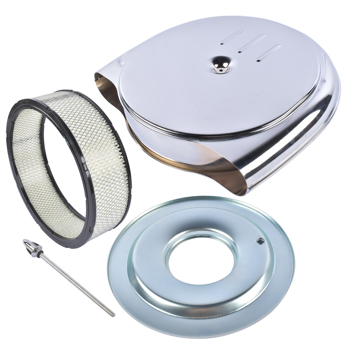 Round Chrome Air Cleaner Steel Housing Silver with Paper Filter for 5 1/8\\" Neck