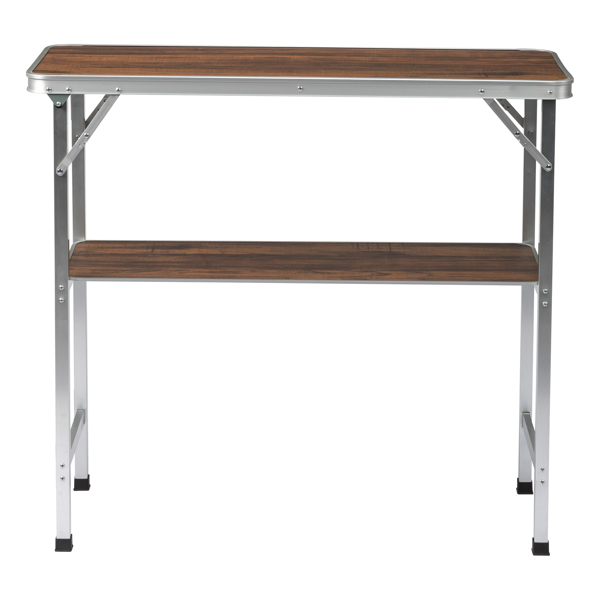 100*38*88cm 木纹色 8mm单层层板  铝合金 户外折叠吧桌 30kg 长方形 带黑色围布 收纳袋-15