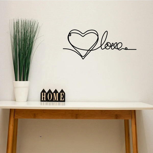 时尚的金属心爱墙装饰拥有极简主义的线条艺术-一个迷人的悬挂装饰，当代墙壁艺术为家庭（TikTok、temu下自提）-36