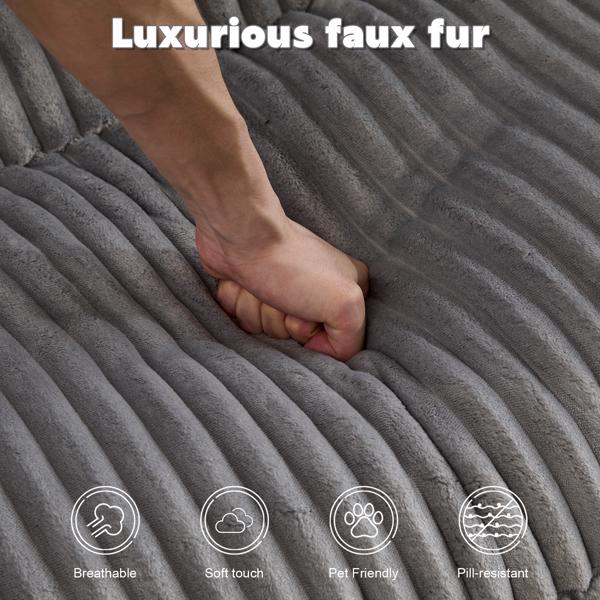 室内双人躺椅、超大软垫睡云沙发、深座豪华沙发床、分段沙发椅、客厅用灯芯绒阅读椅、无需组装、灰色-5