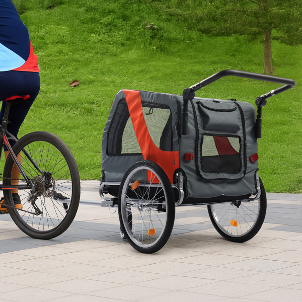 Q195钢管 144*72*78cm 自行车拖车架 灰橙 75kg 宠物拖车 带扶手-8