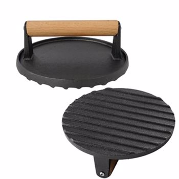 Burgerpresse Aus Antihaft Gusseisen, Holzgriff, 6.8“
