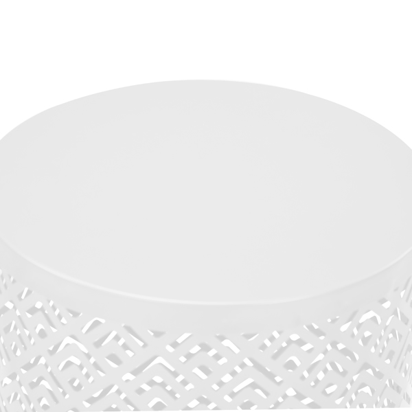 3pcs  回字花纹  桶形 白色 15.7/13.7/11.8inch 庭院堆叠铁边桌-3